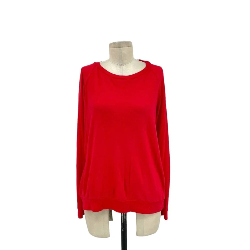 Nation LTD Red Pullover Crewneck Long Sleeve Raglan Top‎ Size Small